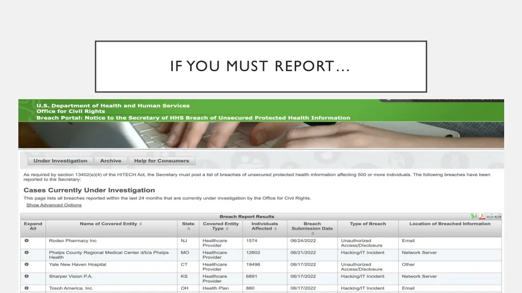 if you must report