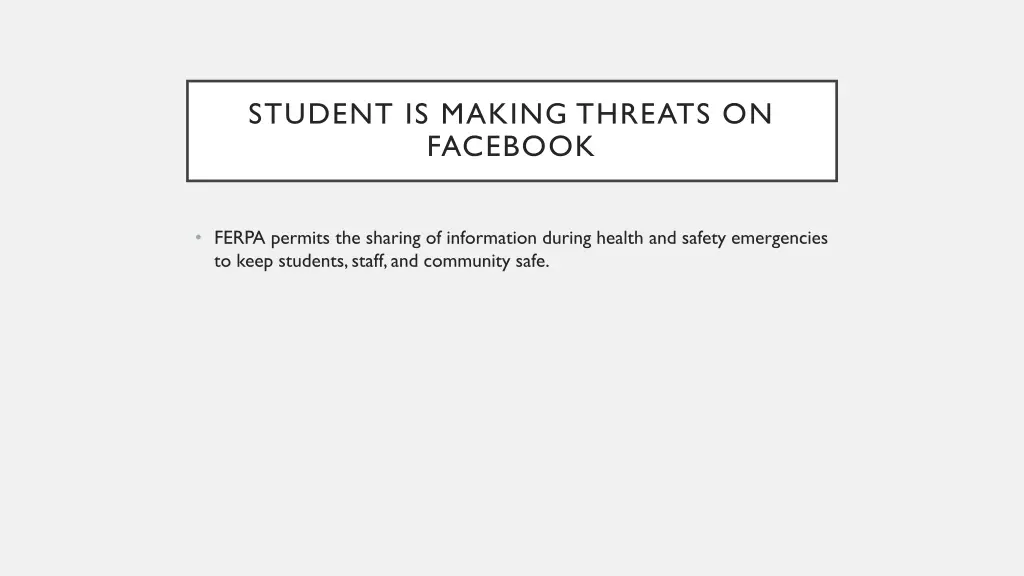student is making threats on facebook