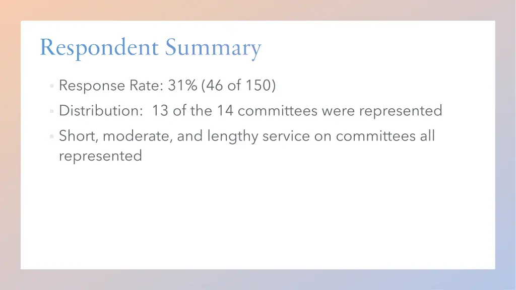 respondent summary