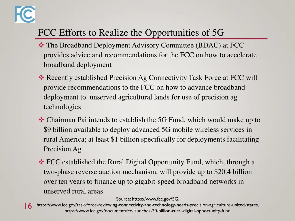 fcc efforts to realize the opportunities of 5g 2