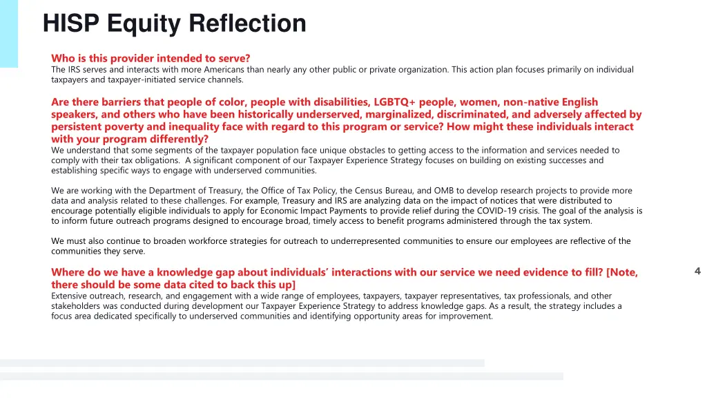 hisp equity reflection