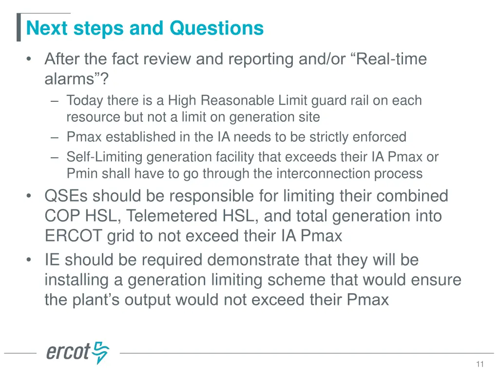 next steps and questions