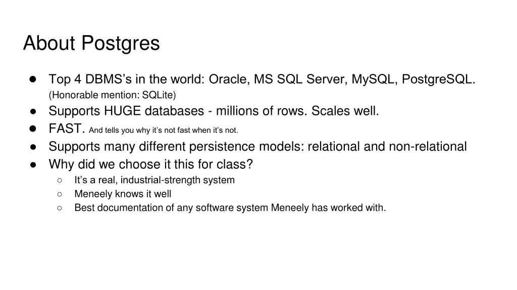 about postgres