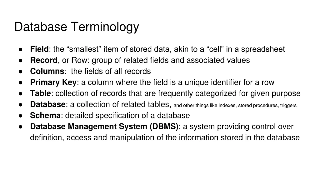 database terminology