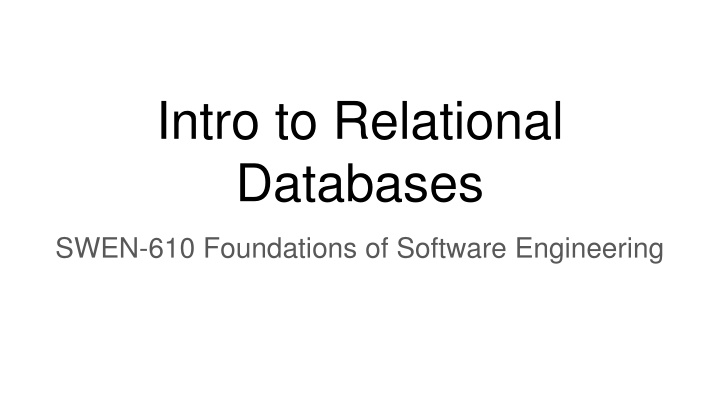 intro to relational databases