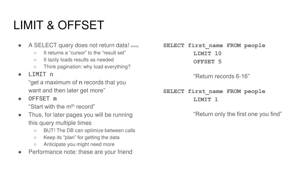 limit offset
