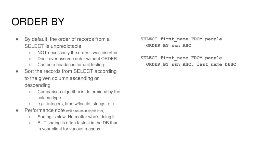 order by