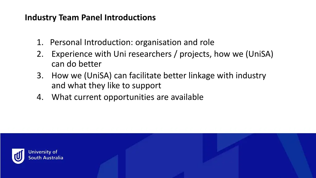 industry team panel introductions