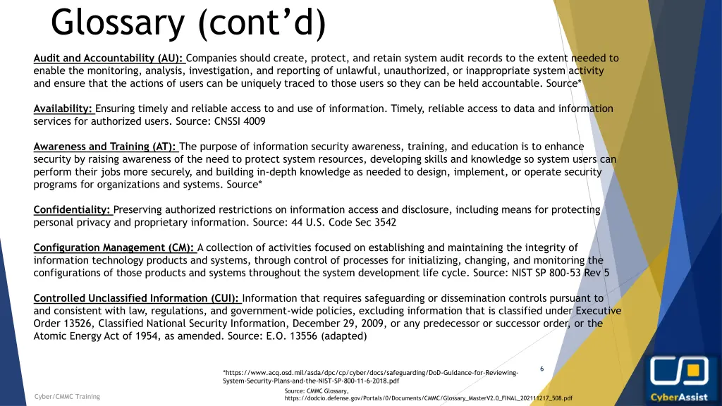 glossary cont d