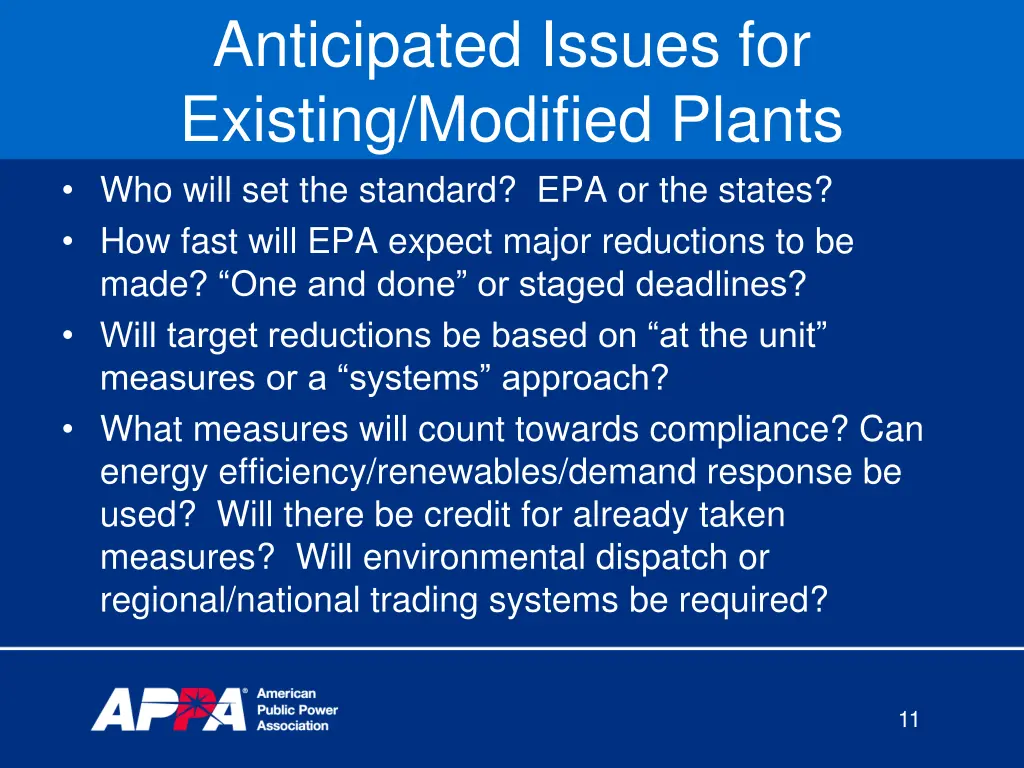 anticipated issues for existing modified plants