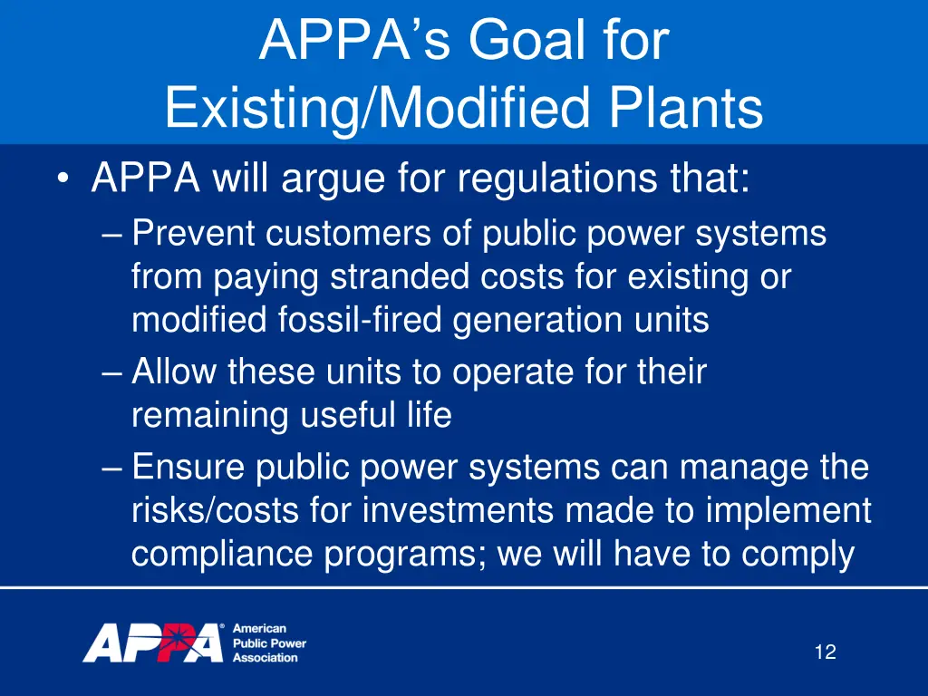 appa s goal for existing modified plants appa