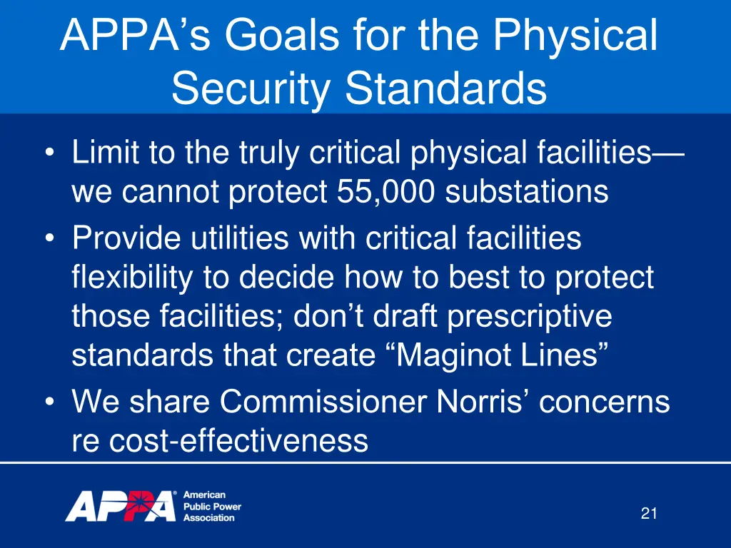 appa s goals for the physical security standards
