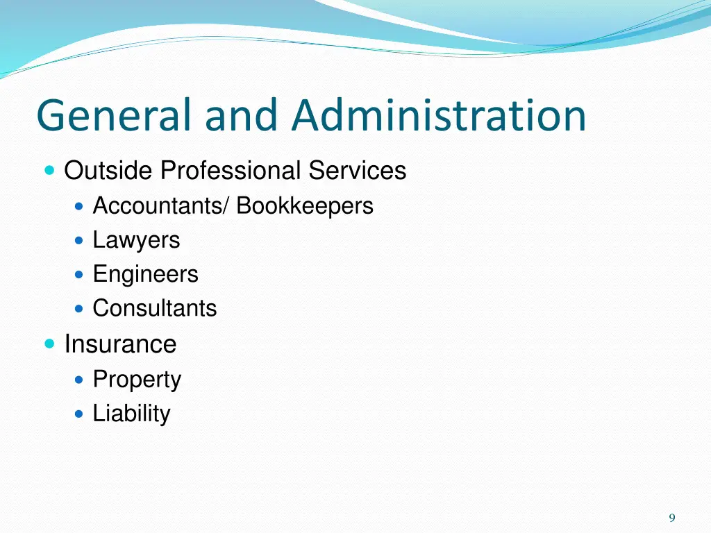 general and administration outside professional