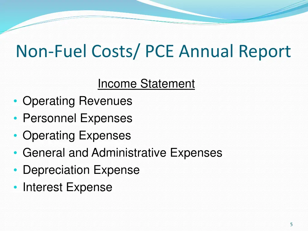 non fuel costs pce annual report