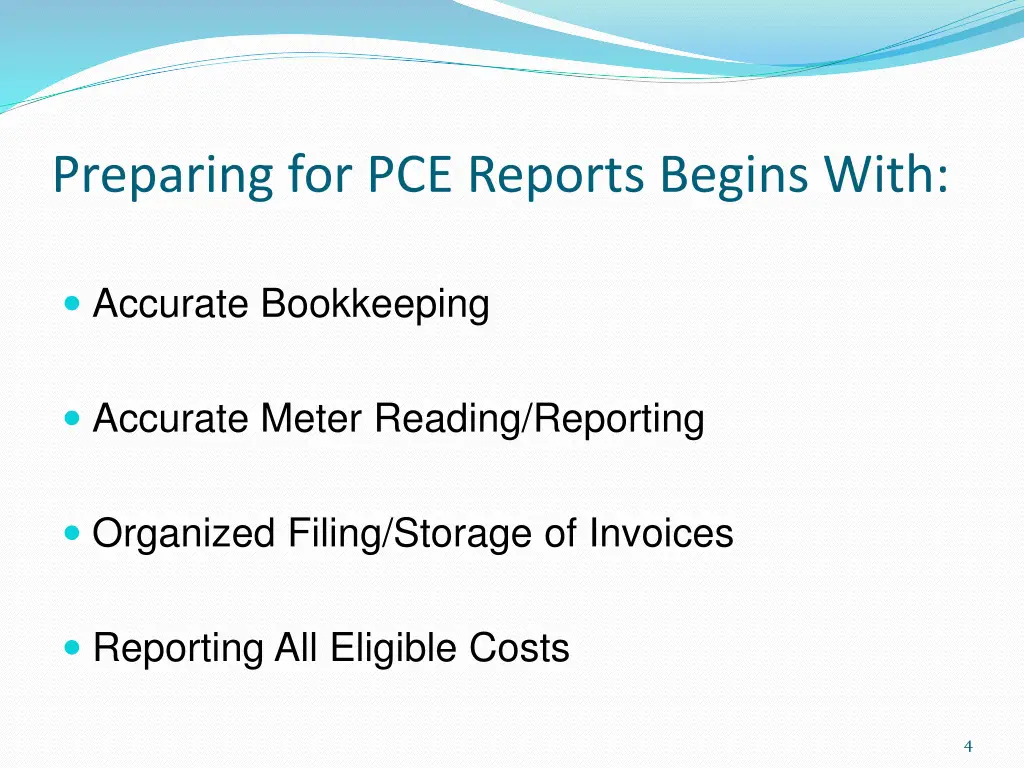 preparing for pce reports begins with
