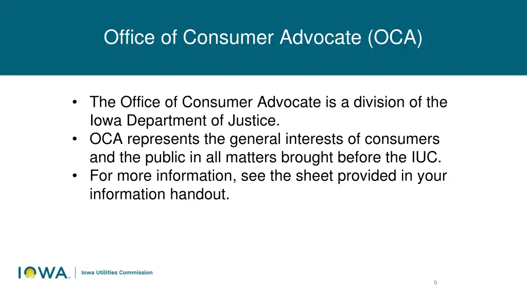 office of consumer advocate oca