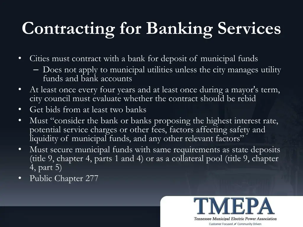 contracting for banking services