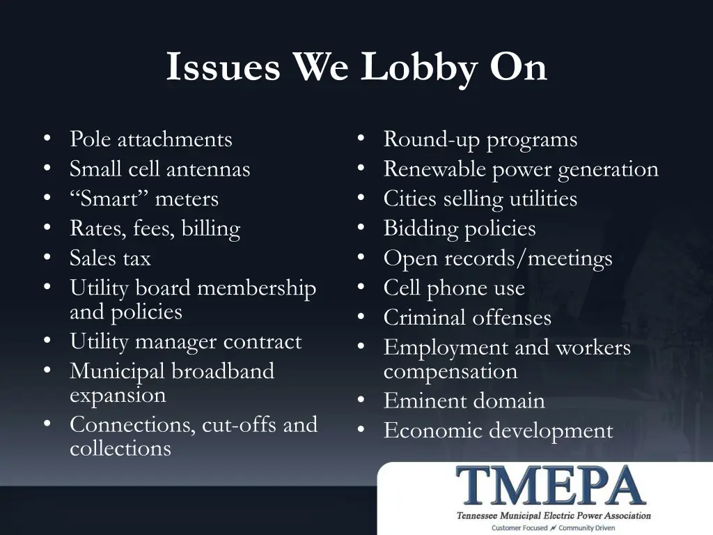 issues we lobby on