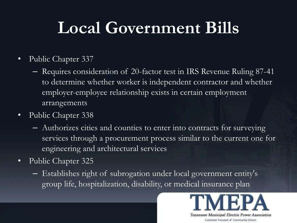 local government bills