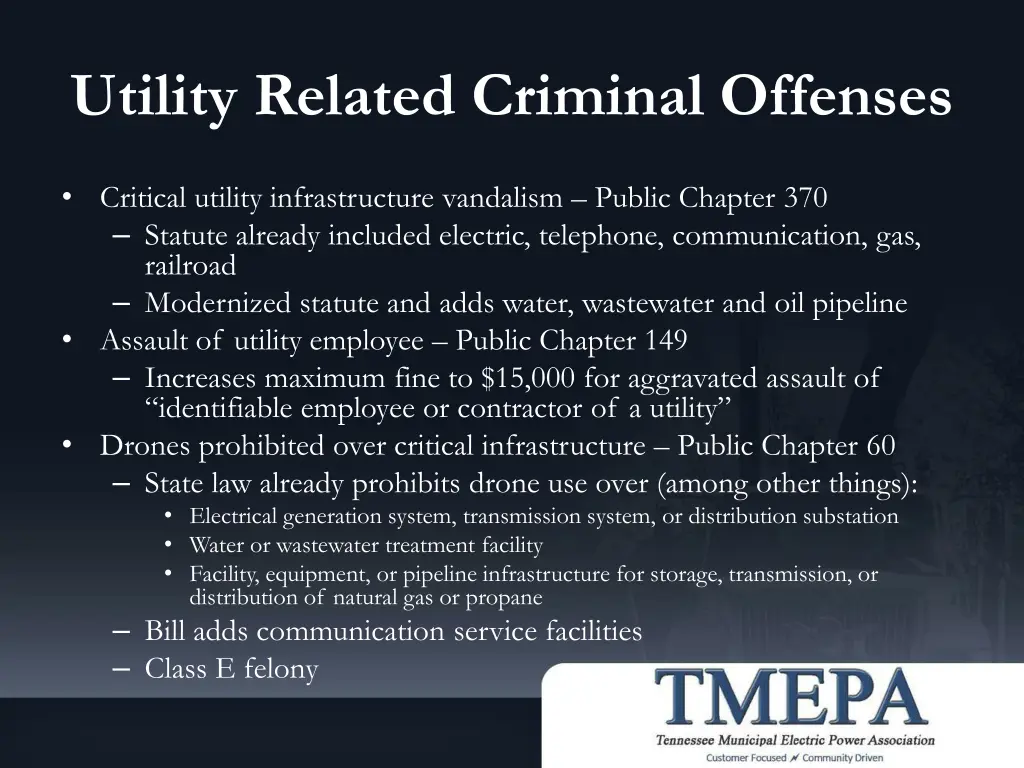utility related criminal offenses