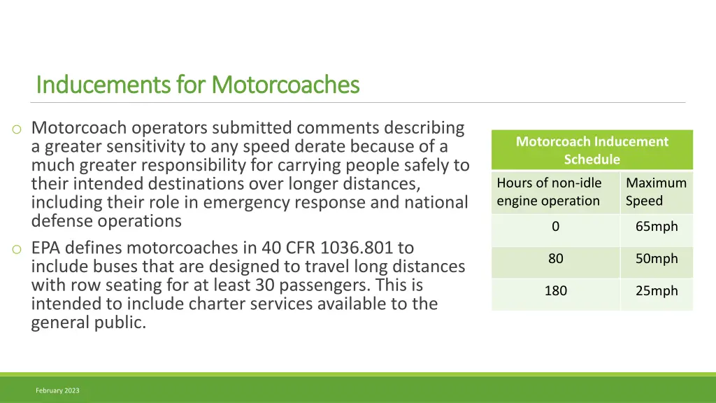 inducements for motorcoaches inducements