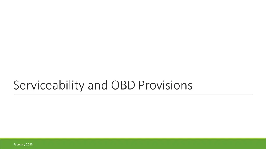 serviceability and obd provisions