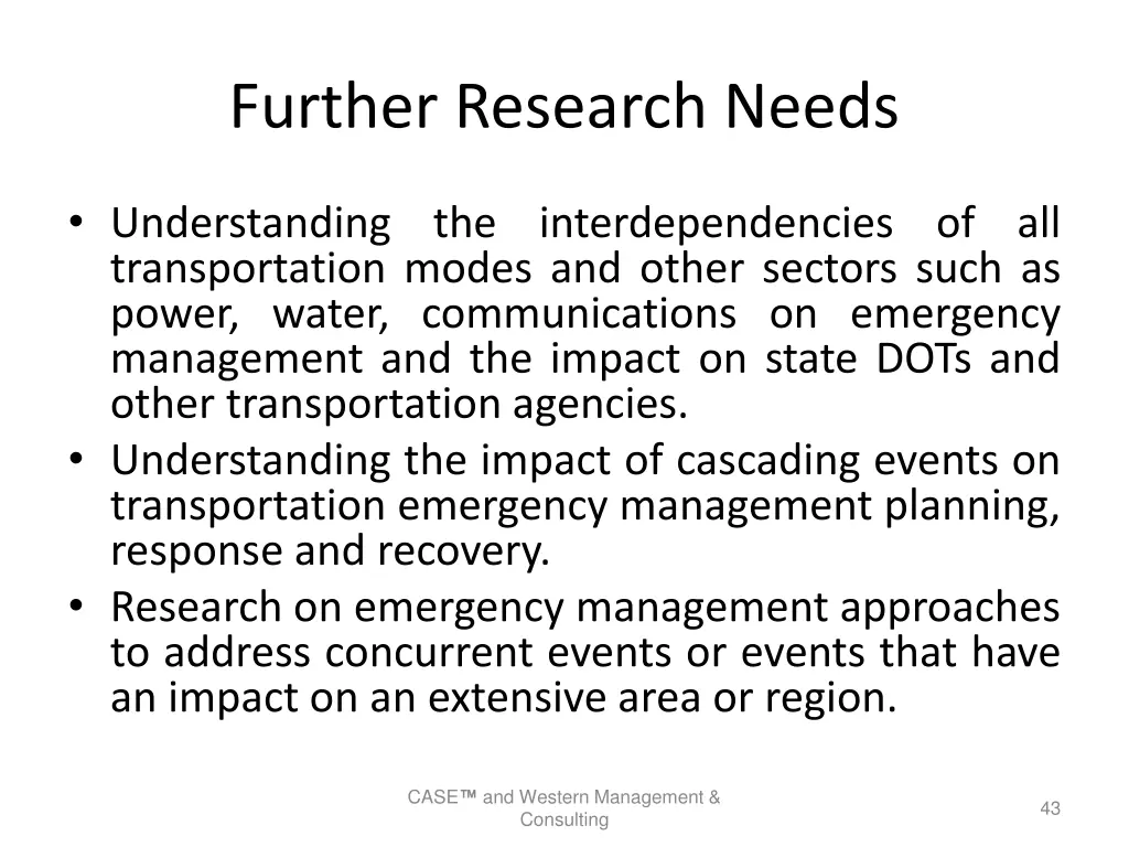 further research needs 1