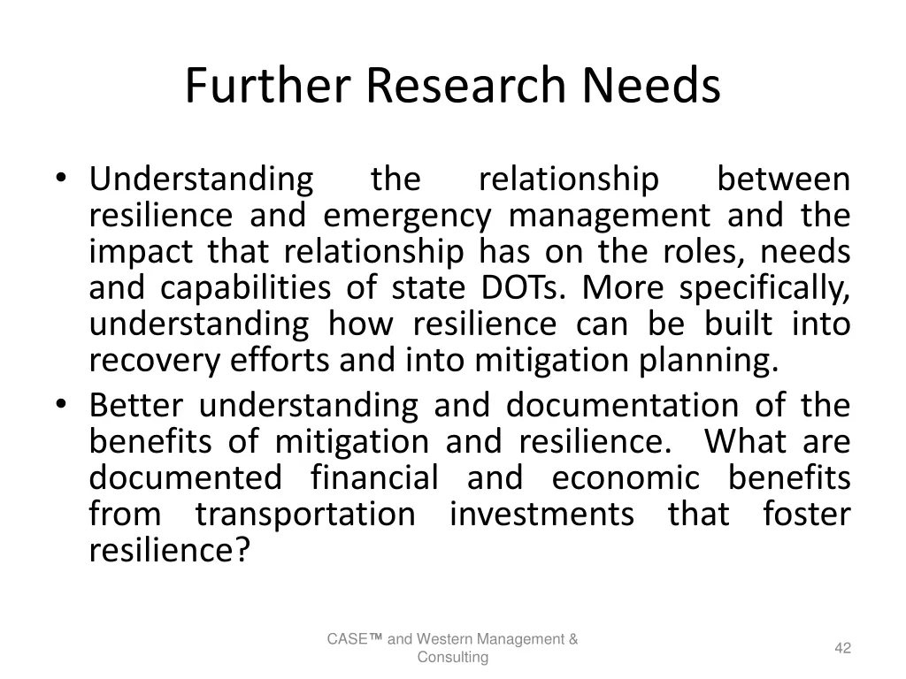 further research needs