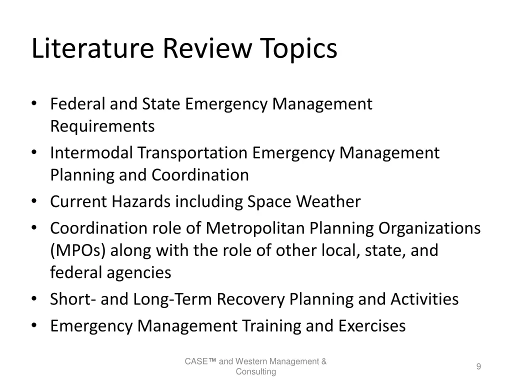literature review topics