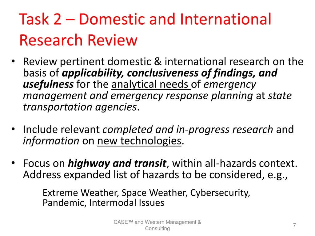 task 2 domestic and international research review