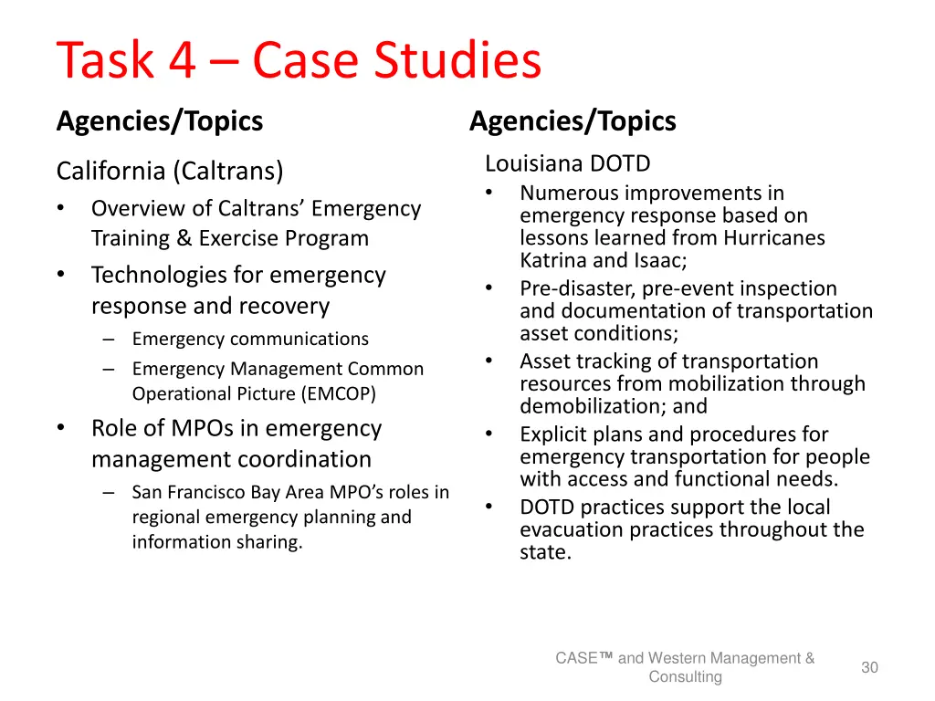task 4 case studies agencies topics