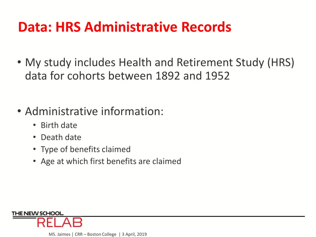 data hrs administrative records