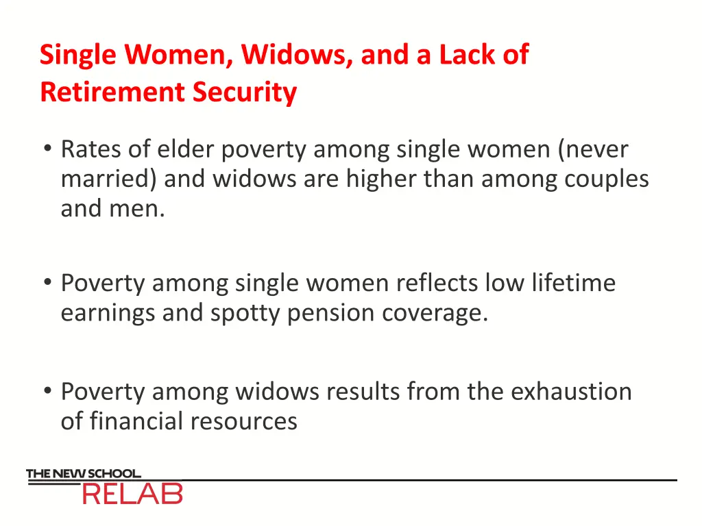 single women widows and a lack of retirement