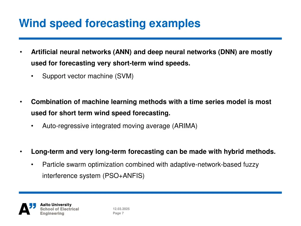 wind speed forecasting examples