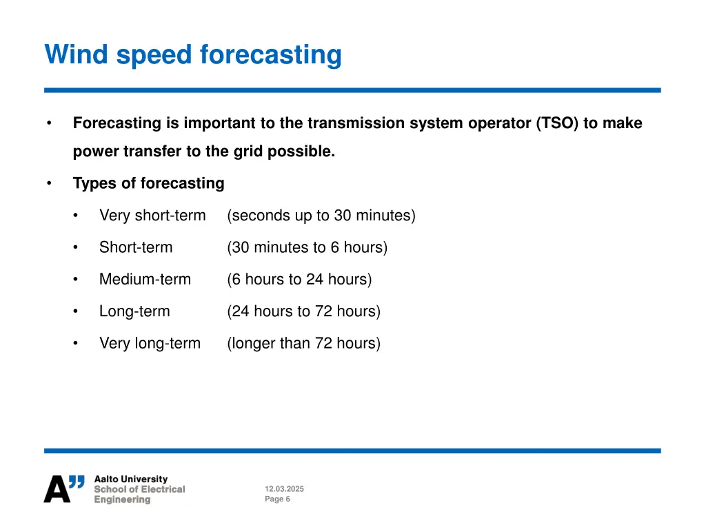 wind speed forecasting