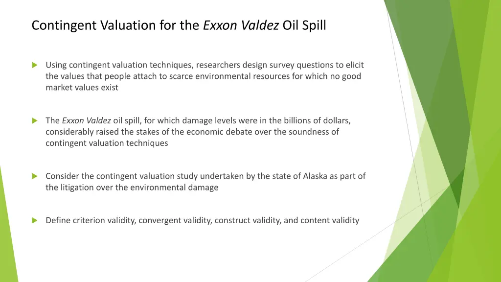 contingent valuation for the exxon valdez