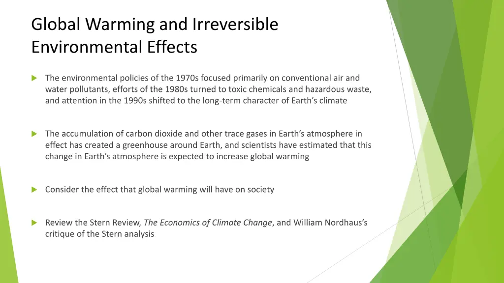 global warming and irreversible environmental