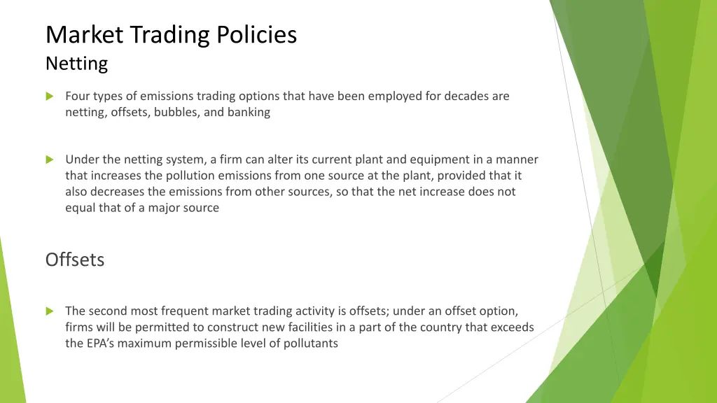 market trading policies netting