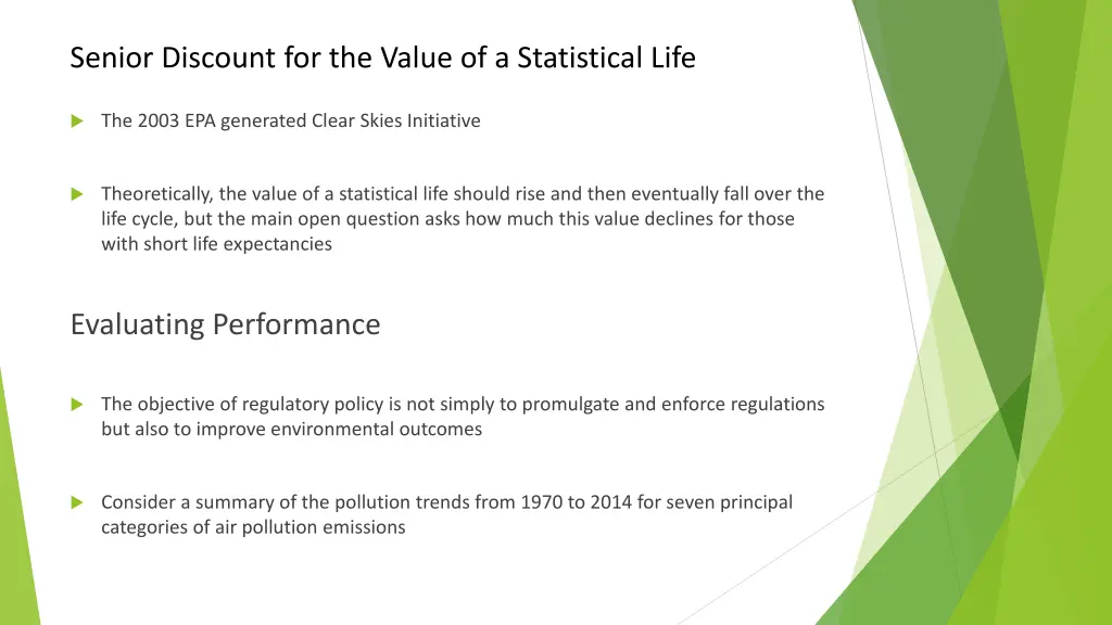 senior discount for the value of a statistical