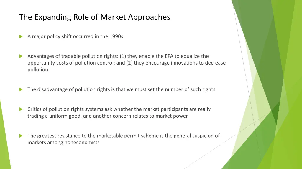 the expanding role of market approaches