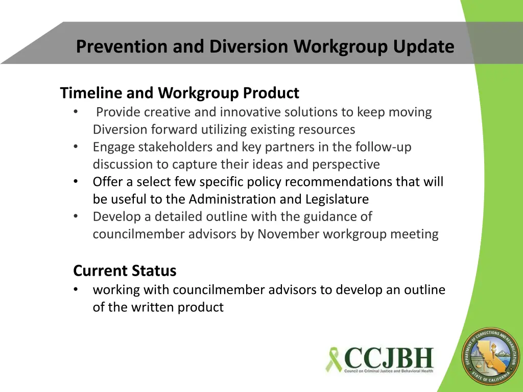 prevention and diversion workgroup update 1
