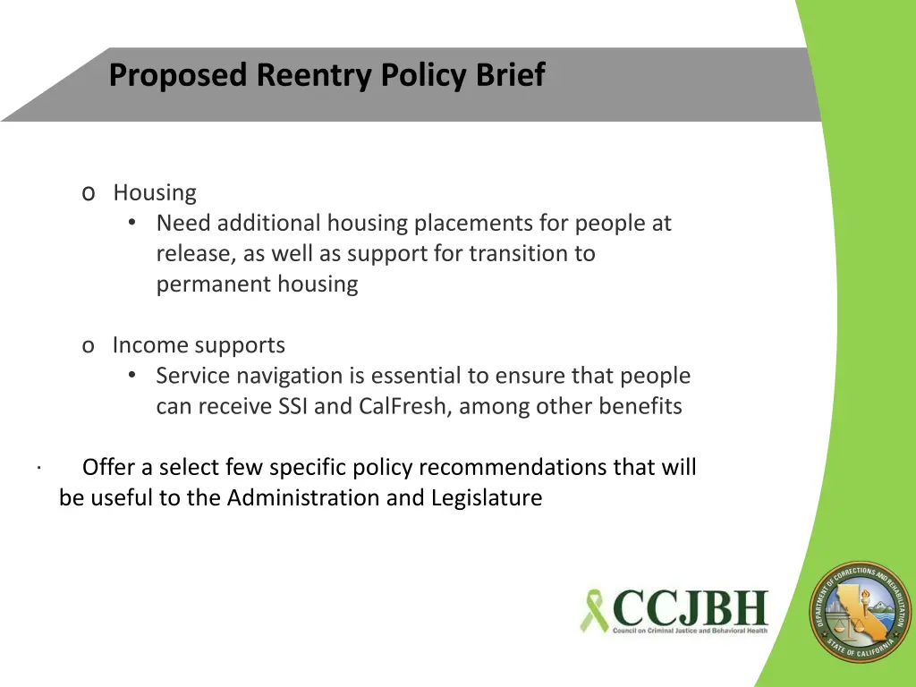 proposed reentry policy brief