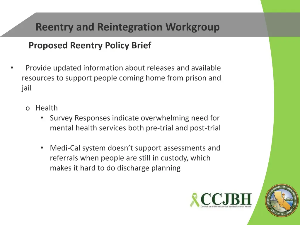 reentry and reintegration workgroup 1