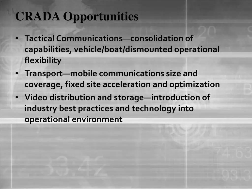 crada opportunities
