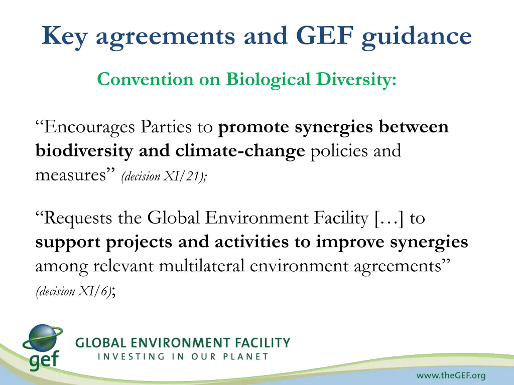 key agreements and gef guidance 1