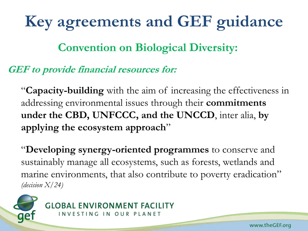 key agreements and gef guidance 2