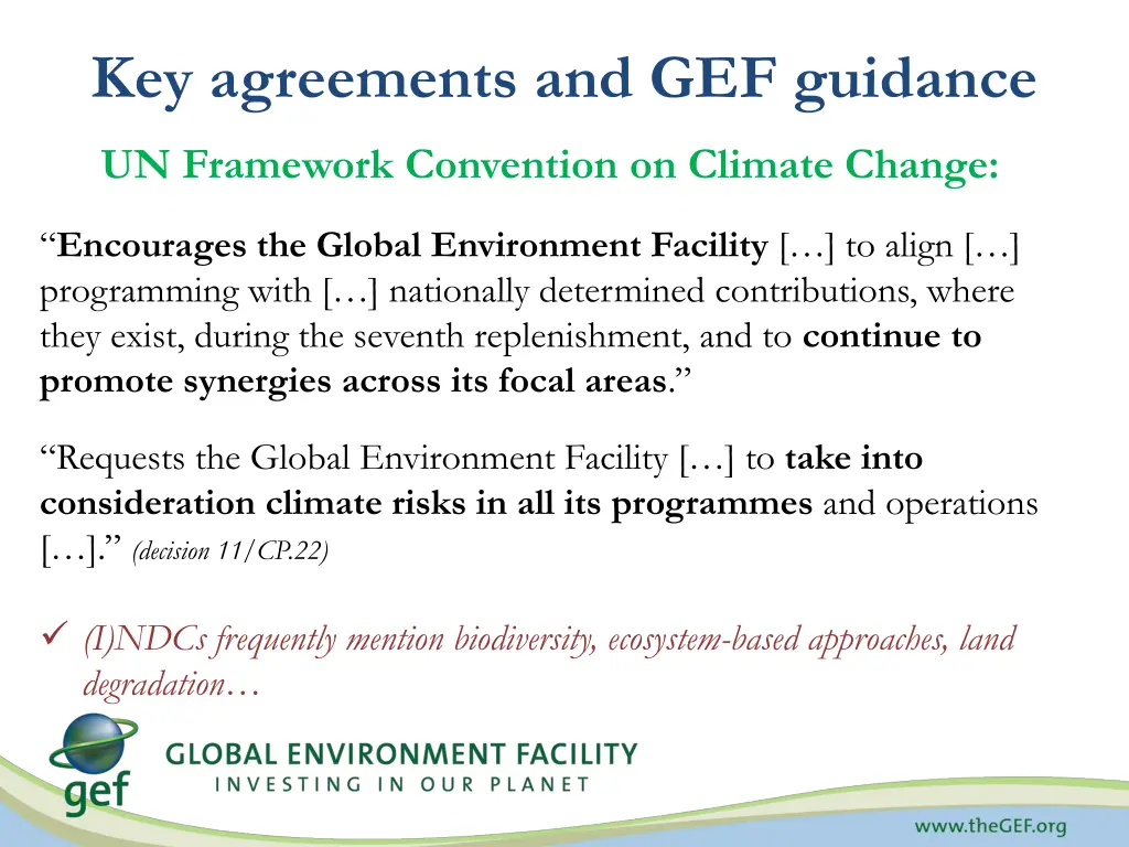 key agreements and gef guidance 3