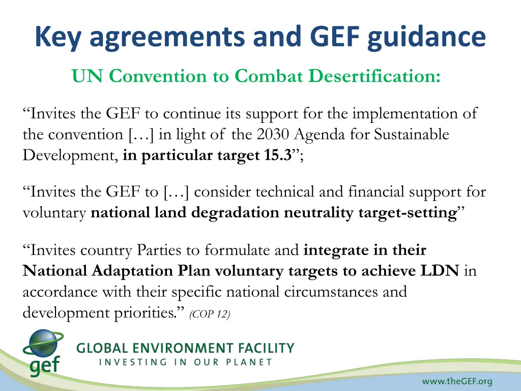 key agreements and gef guidance 5