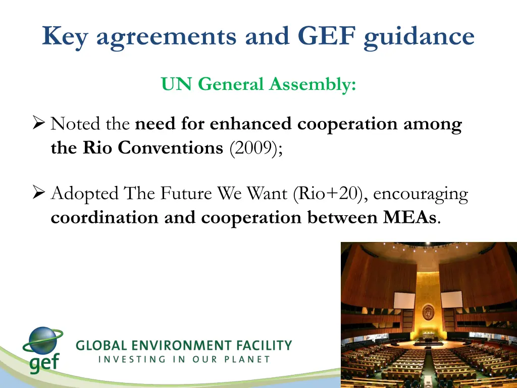 key agreements and gef guidance