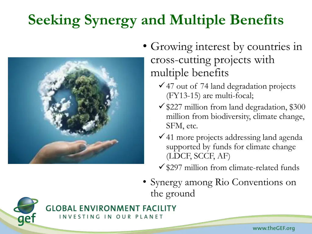 seeking synergy and multiple benefits